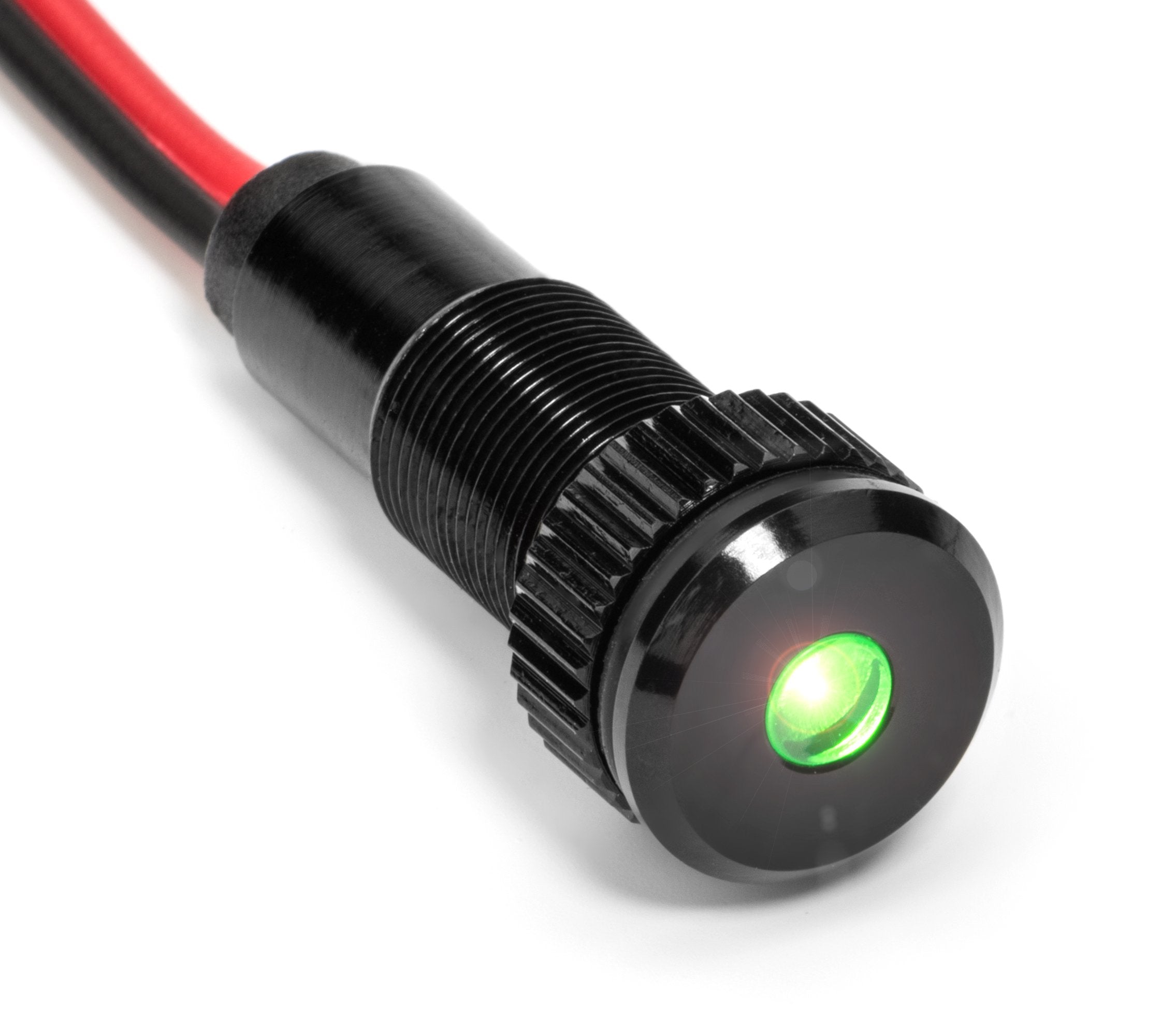 Plug-N-Play Instrument Cluster Led Indicator Light Dash Bulbs. Aluminum Pilot Lights. Color Acrylic Lens. Flush Panel Mount 5/16" 8Mm 12V For Speedometer Odometer Tachometer (Black Bezel, Green Led)